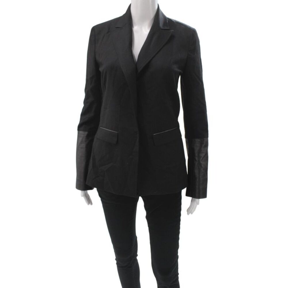 Ramy Brook Women Basic Jacket Black Wool Button Long Sleeve Size XS